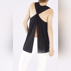 BCBGMaxAzria Jenina Draped Racerback Tank In Black Size M